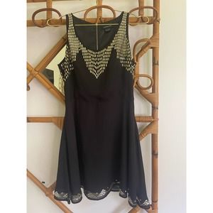 Marciano Black Sleeveless Dress with Gold Embellishment